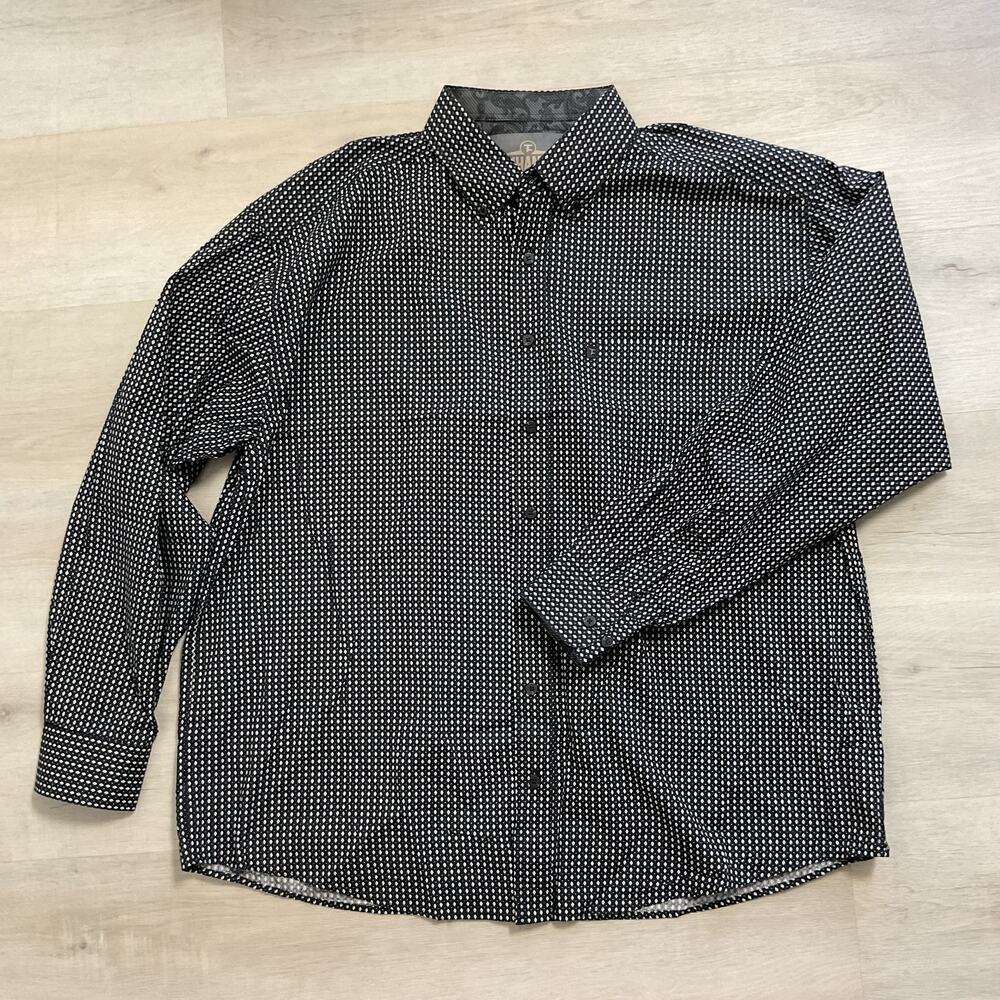 Panhandle Western Diamond Pattern Oxford Dress Shirt Button Front XLarge